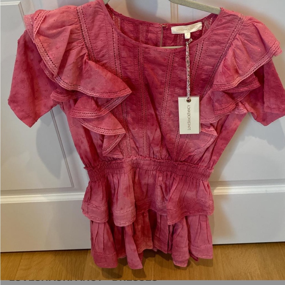 LoveShackFancy Vibrant Pink Ruffle Dress